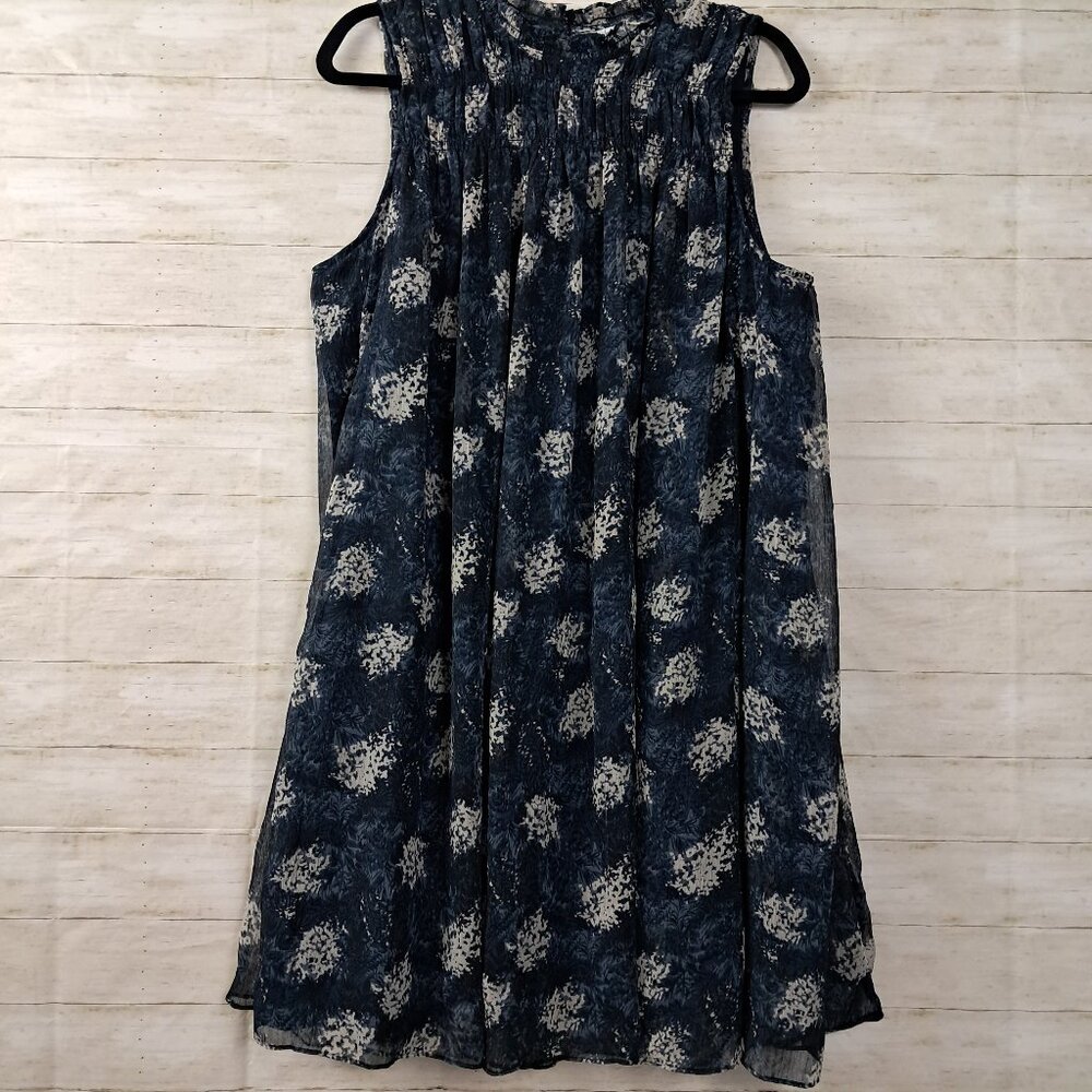 JOIE Thelen Mini Swing Dress Baltic Print Sleeveless Lined Chiffon Large